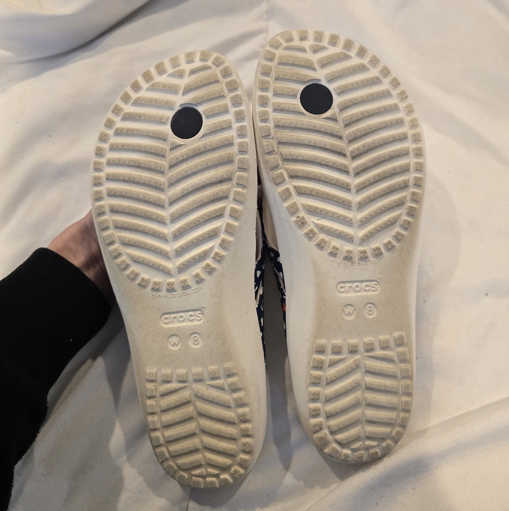 Crocs Womens Kadee II Flip Flops White Anchor Print Size 8 - Picture 7 of 10